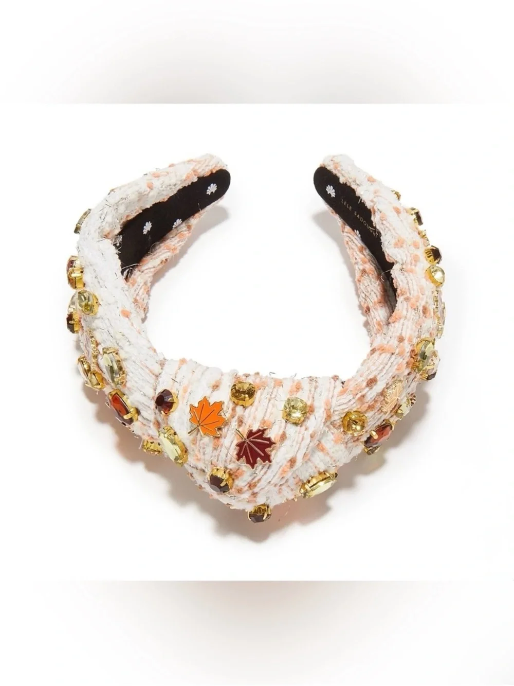 Lele Sadoughi Autumn Boucle Falling Leaves Crystal Knotted Headband Rare